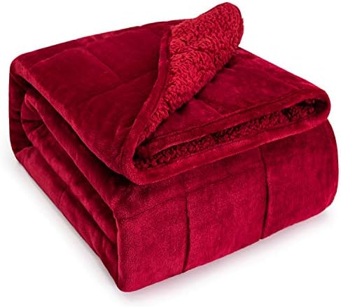 Wemore Weighted Blanket for Adults 48"x72" 15 lbs Twin, Sherpa Fleece Grey