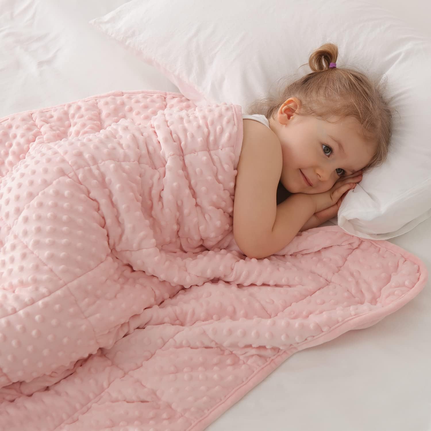 Huloo Sleep Kids Weighted Blanket Twin 7lbs (41"×60",Pink) Breathable Soft...