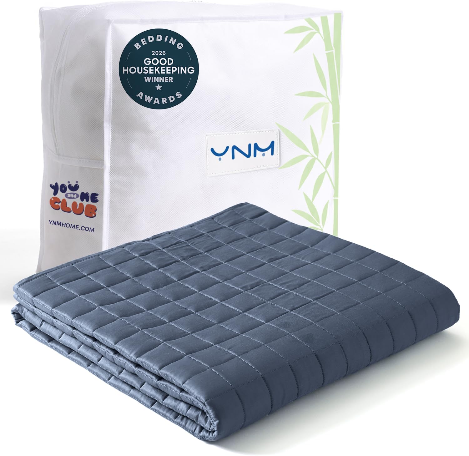 YnM Cooling Weighted Blanket for Adults, 15lbs Heavy Bed Throw for One Person of 140lbs, Perfect for Hot Sleepers or Warm Climates with Cooling Rayon/Glass Beads(60x80 Inches,Queen Bed, Blue Grey)