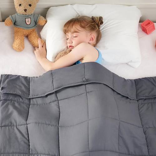 yescool Weighted Blanket 5 Pounds Cooling Weighted Lap Blanket, Grey Heavy Blanket for Sleeping, Weighted Throw Blanket Gifts for 40-60lbs, 36"x48"