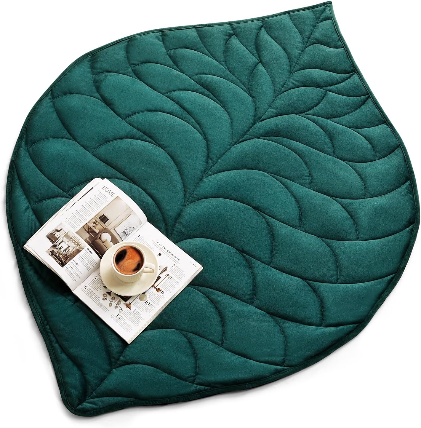 Kaisa Weighted Lap Blanket for Adults, 7 lbs 41" x 53", Leaf Pattern, Green
