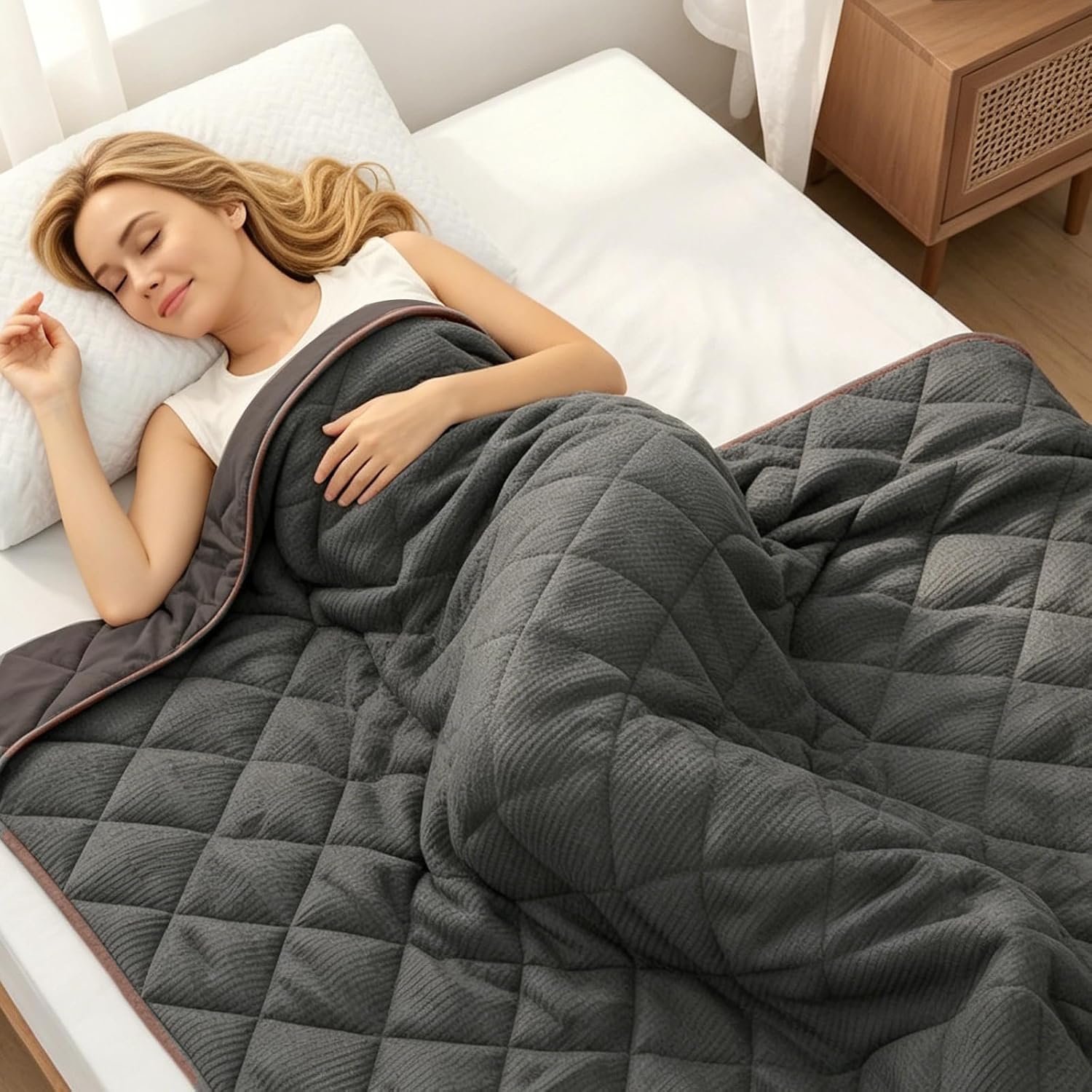 ZonLi 20lbs Weighted Blanket for Adults Sleeping, Double-Sided All Season Rev...