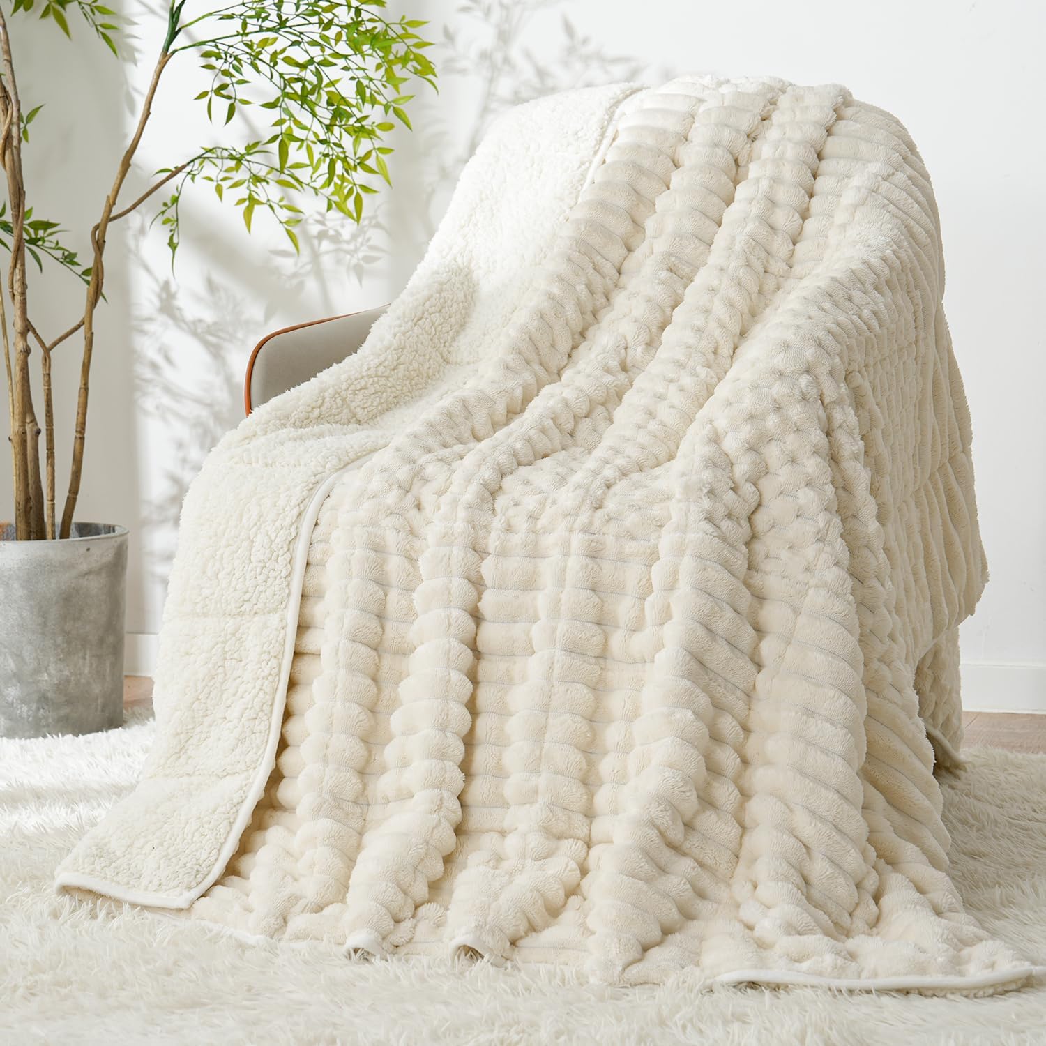 Topblan Weighted Blanket for Adults Queen Size Sherpa Fleece